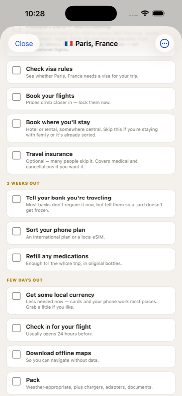 Trip Prep Coach